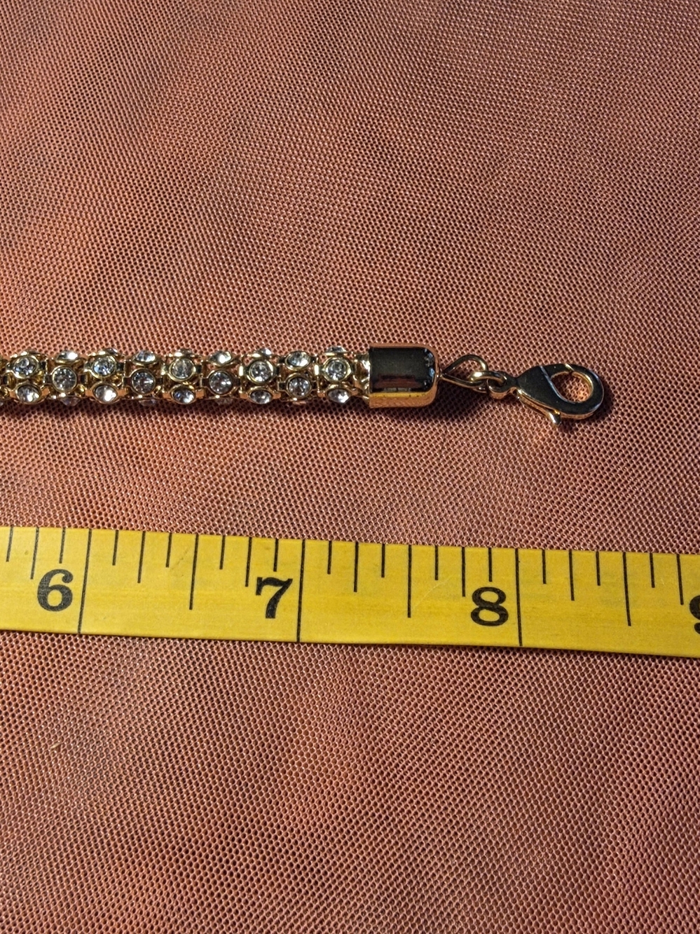 Gold Tone Rhinestone Pavé Rope Bracelet - Picture 4 of 4